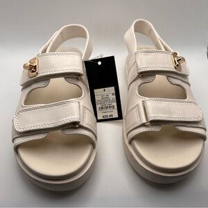 Art Class Cream Kids Sandals with Gold Buckle